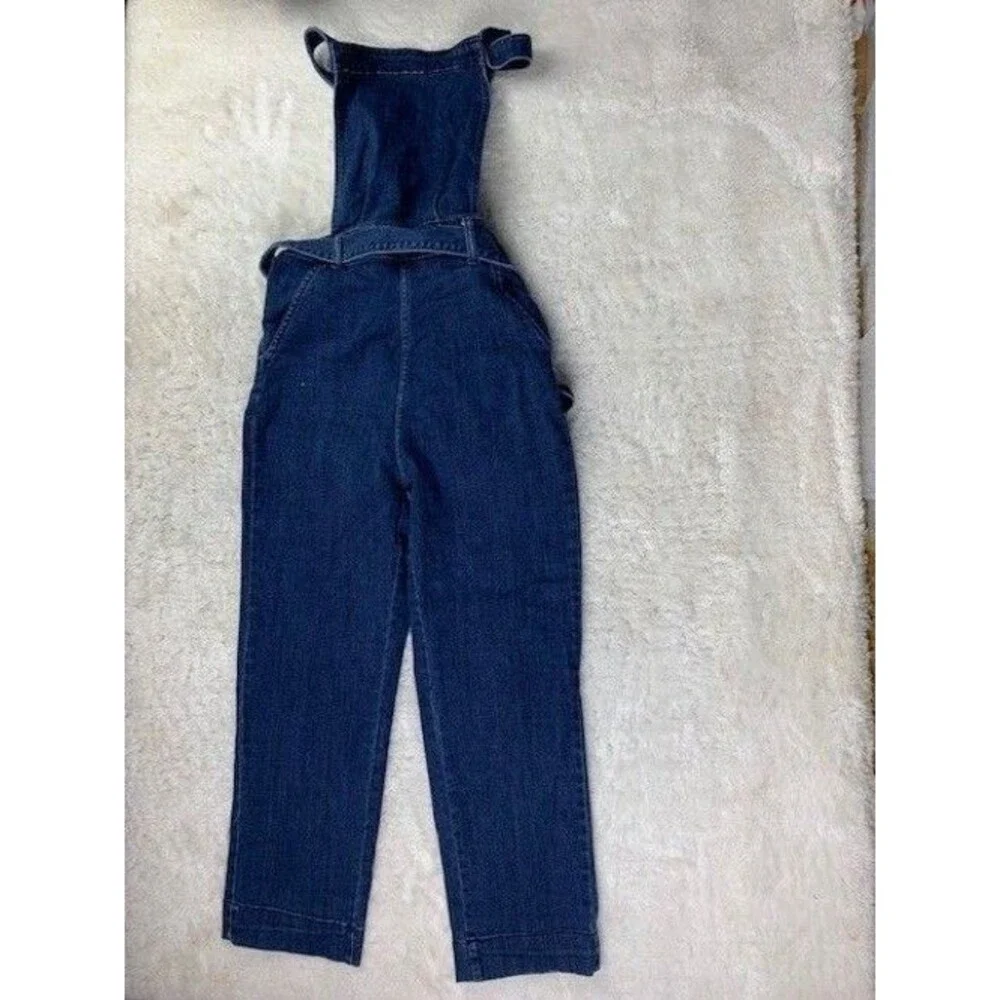 Universal Thread Size 4 Womens Bib Overalls Jean Denim Stretch Med Wash Tie Belt